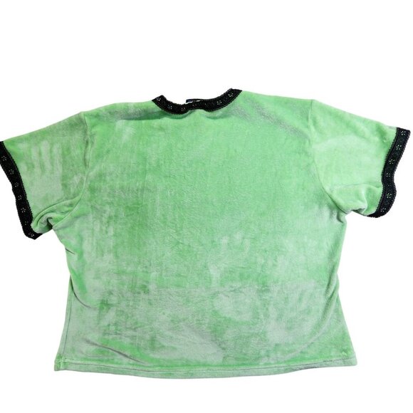 Teddy Fresh Green Velour Short Sleeve Shirt W/ Black Accents 2X - Picture 2 of 9